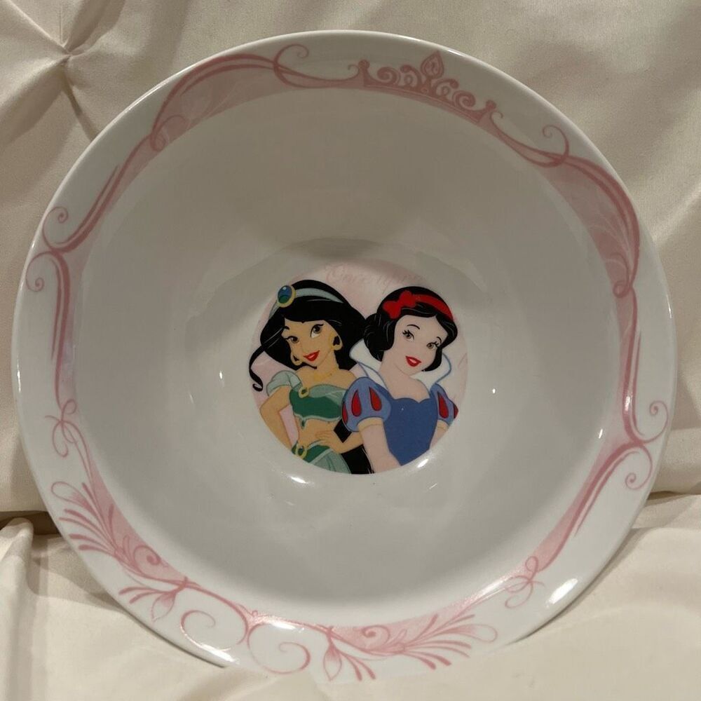 Disney Princess Snow White Jasmine Porcelain Bowl & Belle Rapunzel Plate Set - Picture 6 of 8